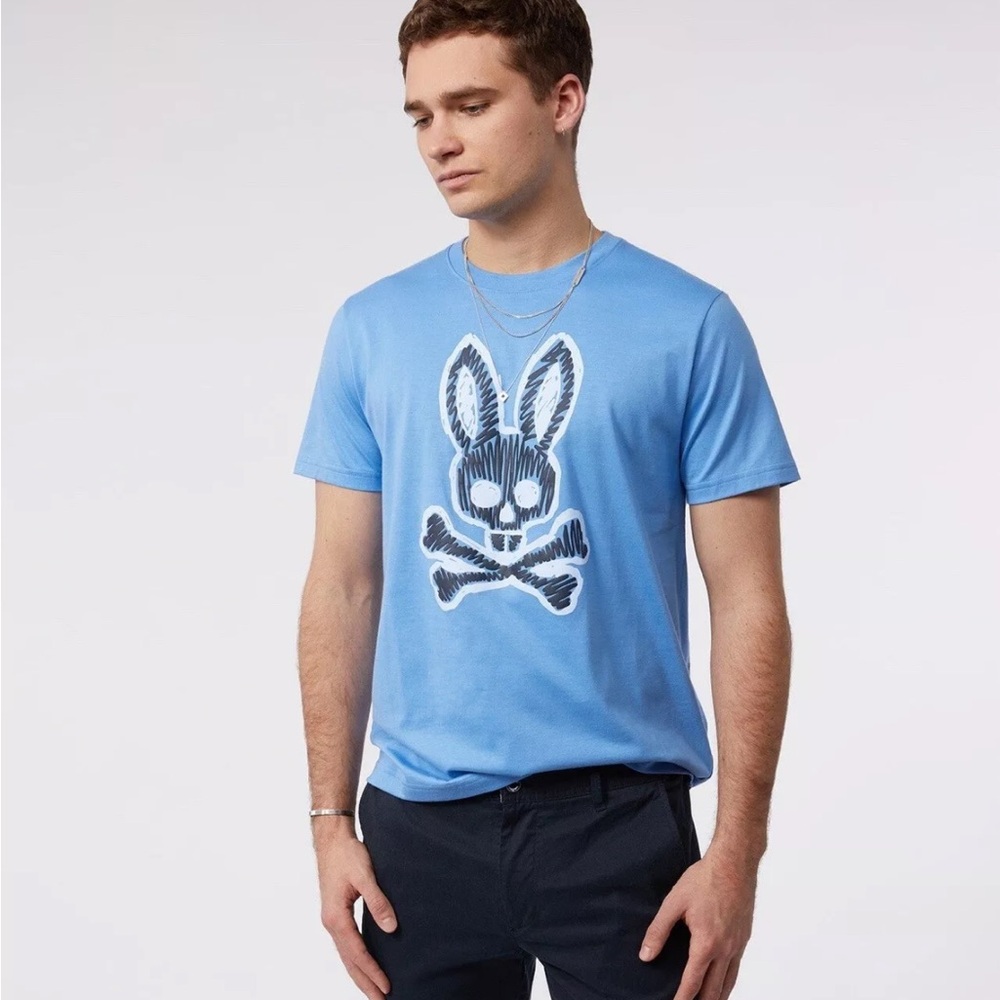 PSYCHO BUNNY MENS  BLUE  GRAPHIC T-SHIRT SIZE 2XLT